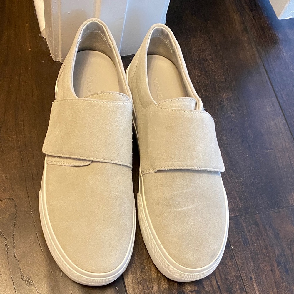 Vince Men's Beige Suede Slip-On Loafers